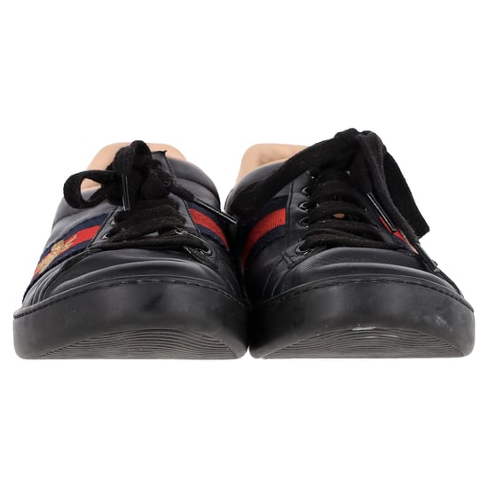Gucci Ace Bee Low-Top Sneakers in Black Calfskin Leather - Image 3
