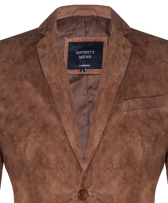 Chaqueta Blazer de Ante Abrigo de Cuero Italiano Suave - Image 4