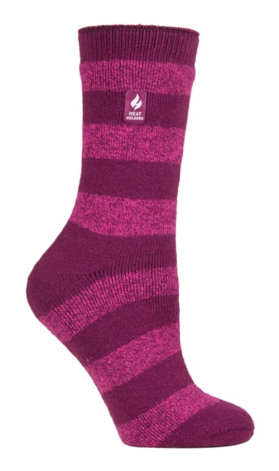 Heat Holders Lite - Calcetines Térmicos Aislantes para Mujer | Múltiples Diseños Incluyendo Rayas Argyle Corazones Estrellas | Calcetines Calientes para Invierno - Fucsia Profundo/ Baya (Bolonia) - Image 1