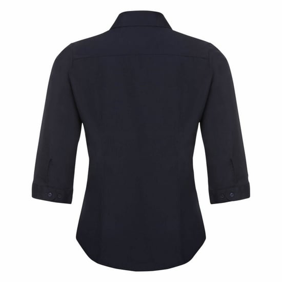 Russell Collection Ladies 3/4 Sleeve Poly-Cotton Easy Care Fitted Poplin Shirt (French Navy) - Image 2