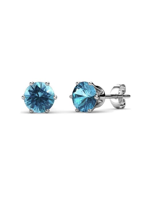 Pendientes de diciembre con piedra de nacimiento - Plata y azul - Image 1