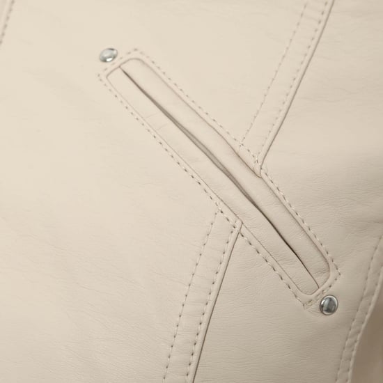Women's Vero Moda Favodona Faux Leather Jacket in Oatmeal