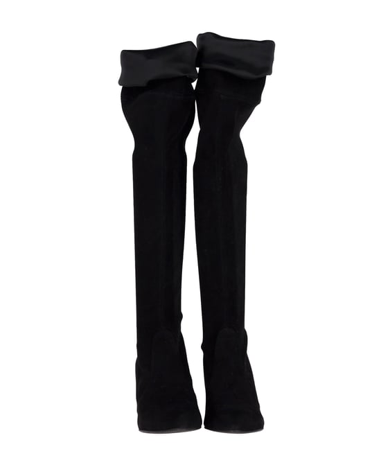 Stuart Weitzman Tieland Over-The-Knee Boots in Black Suede - Image 2