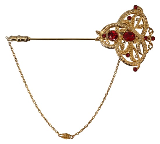 Broche de mujer en plata esterlina 925 con cadena de cristal en tono dorado de Dolce & Gabbana - Image 1