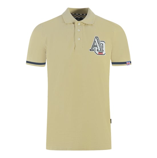 Aquascutum AQ 1851 Polo beige con ribetes bordados - Image 1