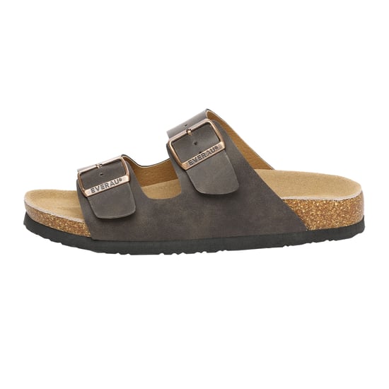EVER AU Men Duck Leather Twin Buckle Sandals - Brown Oiled Leather