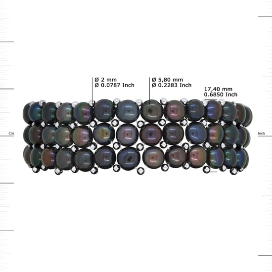 DIADEMA - Bracelet - Real Freshwater Pearls - Black Tahitian Style