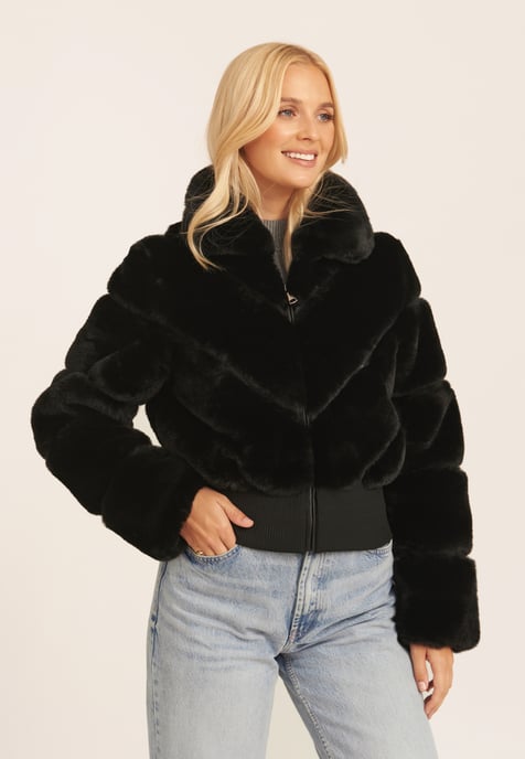 Faux Fur Zip Front Short Jacket