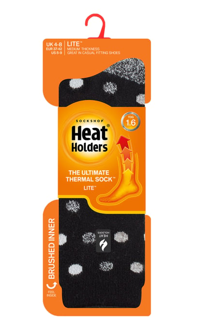Heat Holders Lite - Calcetines Térmicos Aislantes para Mujer | Múltiples Diseños Incluyendo Rayas Argyle Corazones Estrellas | Calcetines Cálidos para Invierno - Negro/Blanco (Málaga) - Image 2