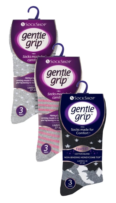 Paquete múltiple de 9 pares de calcetines no elásticos de algodón para mujer - Mezcla de grises - Image 2