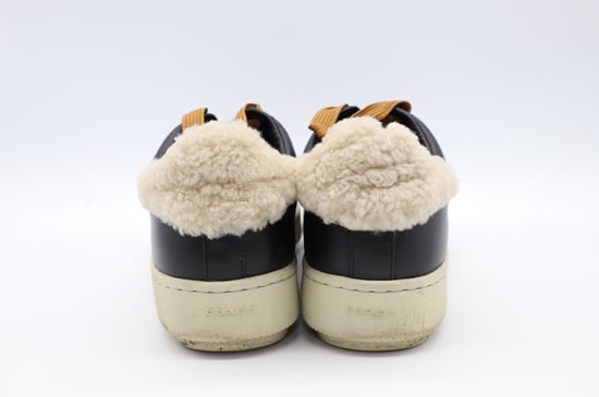 Coach C101 Shearling Sneakers in Black Leather - Image 3