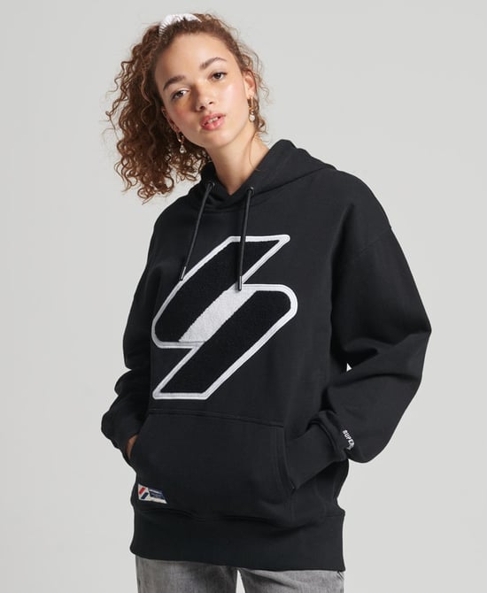Sudadera extragrande con capucha de chenilla y logotipo de Superdry Code - Image 1