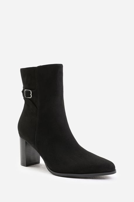 Where's That From Womens 'North' Wide Fit Block Heel Boot With Buckle Detail