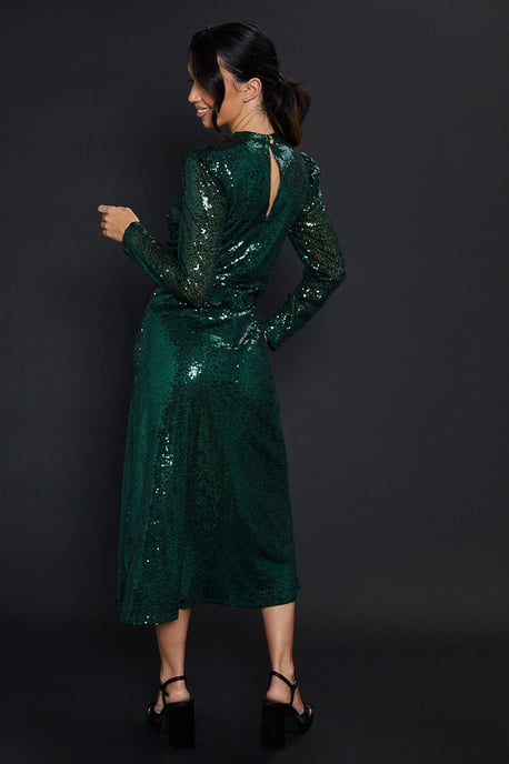 Sequin Keyhole Midi Dress