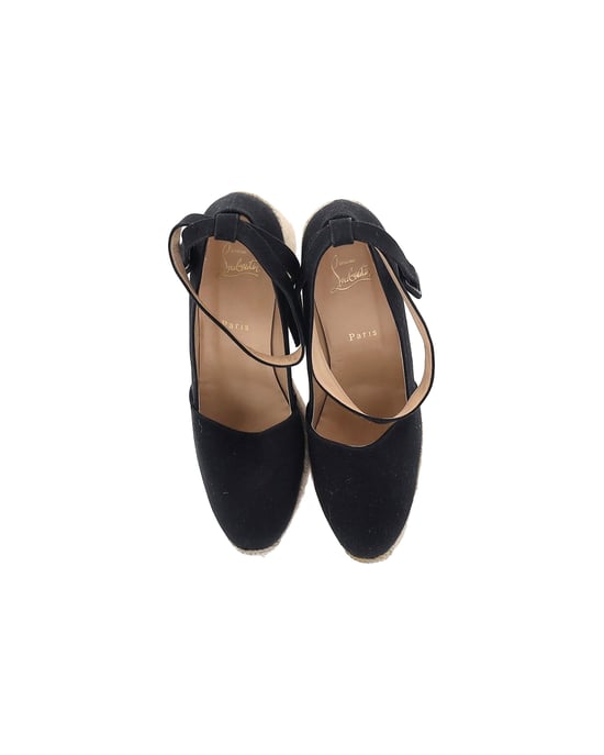 Christian Louboutin Dehia Espadrille Platform Wedge in Black Canvas - Image 5