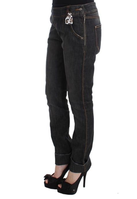 Jeans de mezclilla ajustados de algodón gris para mujer Ermanno Scervino - Image 2