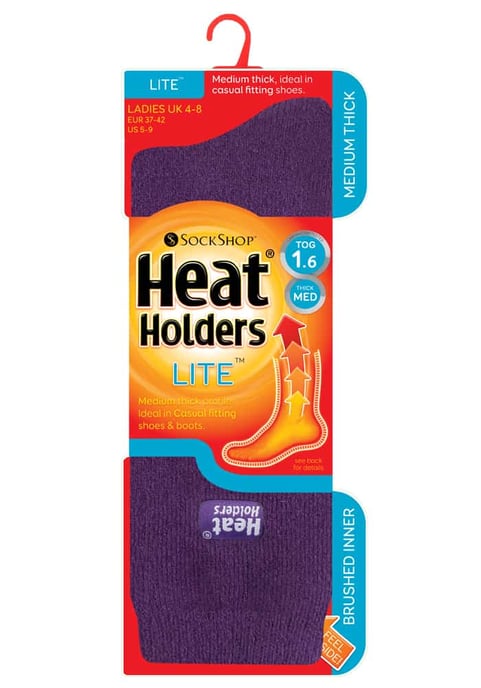 Heat Holders Lite - Calcetines térmicos de invierno para mujer en colores lisos - Morado - Image 2