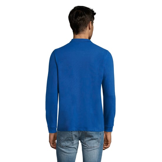 SOLS Mens Perfect Plain Pique Long-Sleeved Polo Shirt (Royal Blue) - Image 2
