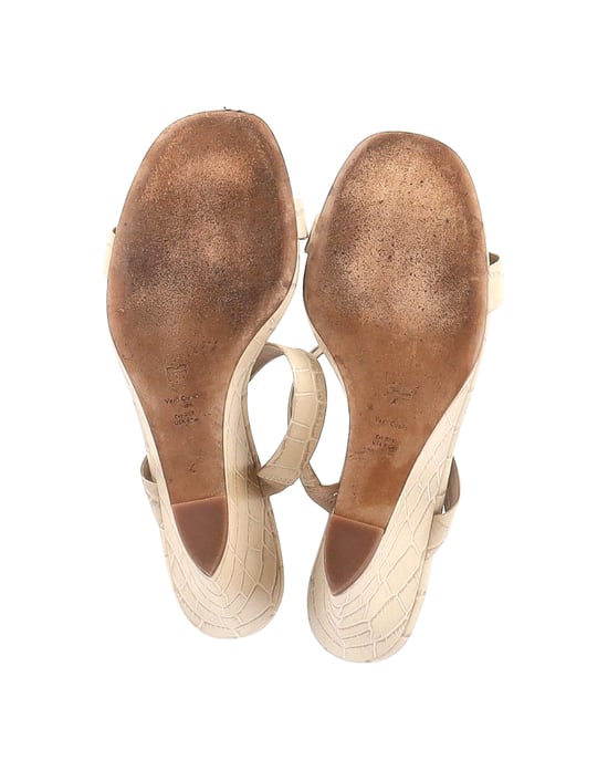 Diane Von Furstenberg Vivienne Croc-Effect Wedge Sandals in Beige Leather - Image 6
