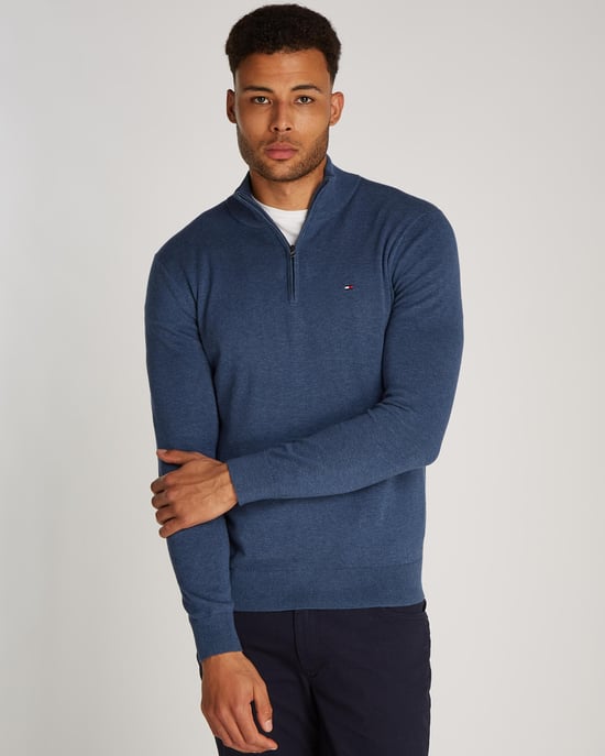 Tommy Hilfiger Essential Cotton Mens Half Zip Mock Sweatshirt