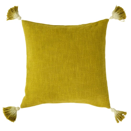 furn. Funda de cojín de algodón Slub con borlas Eden - Image 1