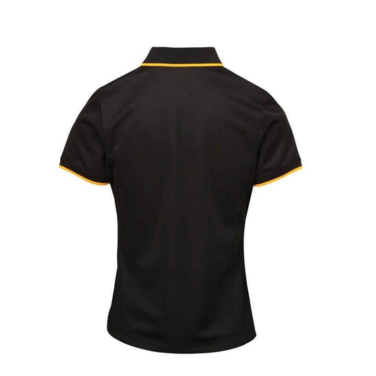 Premier Womens/Ladies Coolchecker Contrast Pique Polo Shirt (Black/Sunflower) - Image 2