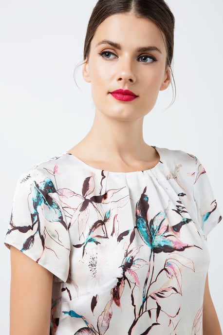 Short Sleeve Print Satin Top