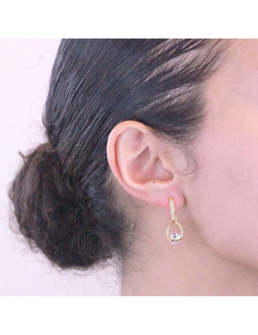 Pendientes Gancho Tristin - Oro y Cristal - Image 2