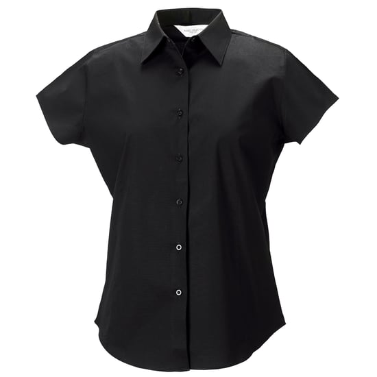 Russell Collection Ladies/Womens Cap Sleeve Easy Care Fitted Shirt (Black) - Image 1