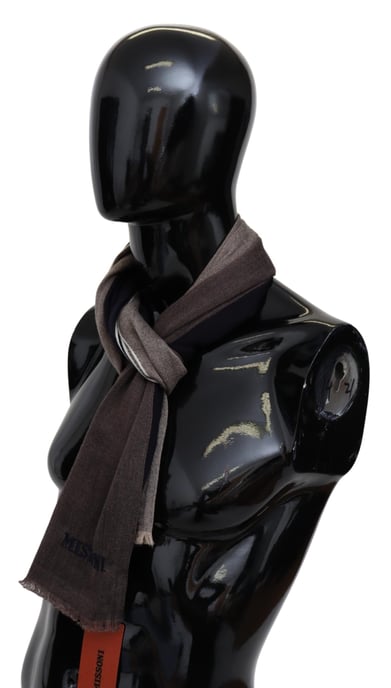 Missoni Men's Brown Striped Wool Unisex Neck Wrap Fringes Scarf - Image 2