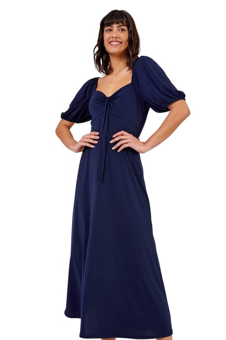 Ruched Jersey Tie Detail Midi Dress