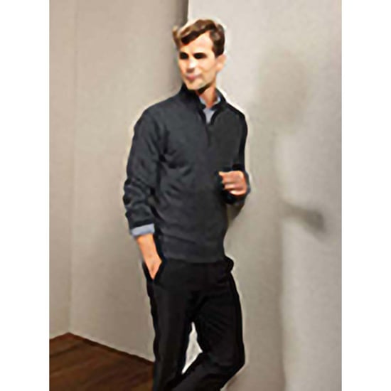 Premier Mens 1/4 Zip Neck Knitted Sweater (Charcoal) - Image 2