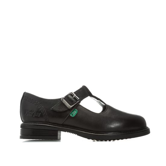 Girl's Kickers Children Lach T-Bar Leather Shoes in Black - Image 1