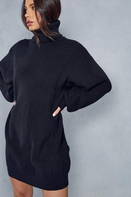 Knitted Oversized Roll Neck Jumper Dress