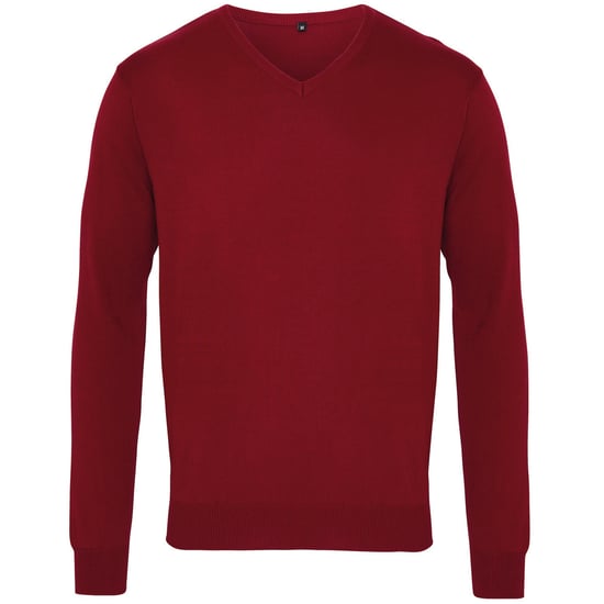 Premier Mens V-Neck Knitted Sweater (Burgundy) - Image 1