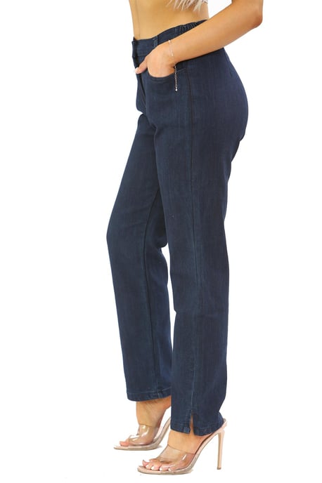 Vaqueros MYT con cintura elástica lateral para mujer en azul oscuro - Image 3