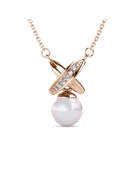Colgantes Chris Pearl - Oro rosa y cristal - Image 1