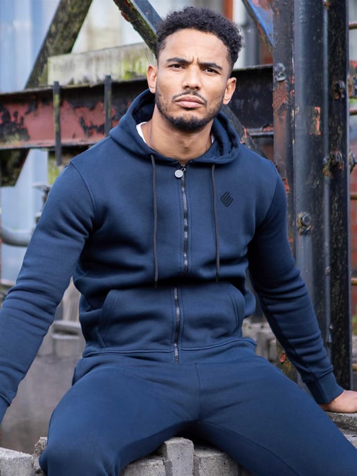 Enzo | Conjunto de chándal con capucha y cremallera para hombre - Azul marino - Image 3