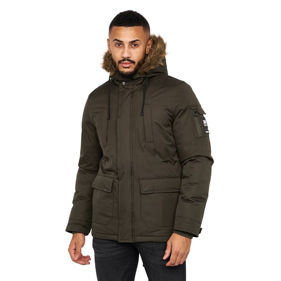 Crosshatch Mens Parkmoore Parka (Dark Olive) - Image 1