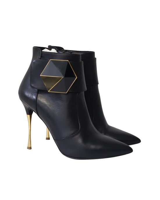 Nicholas Kirkwood Hexagon Ankle Boots in Black Leather - Image 3