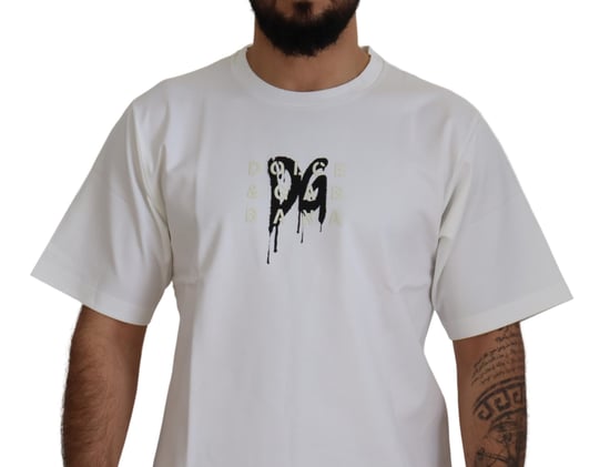Dolce & Gabbana Graffiti Logo Print with Rubber effect T-Shirt in White