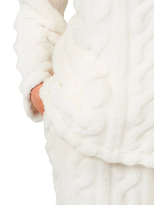 Cable Knit Long Sleeve Fleece Pyjama Set