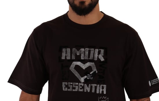 Dolce & Gabbana Elegante T-Shirt de Cuello Redondo para Hombre en Burdeos L'Amore - Image 4