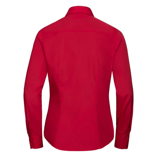 Russell Collection Womens/Ladies Polycotton Slim Long-Sleeved Shirt (Classic Red) - Image 2