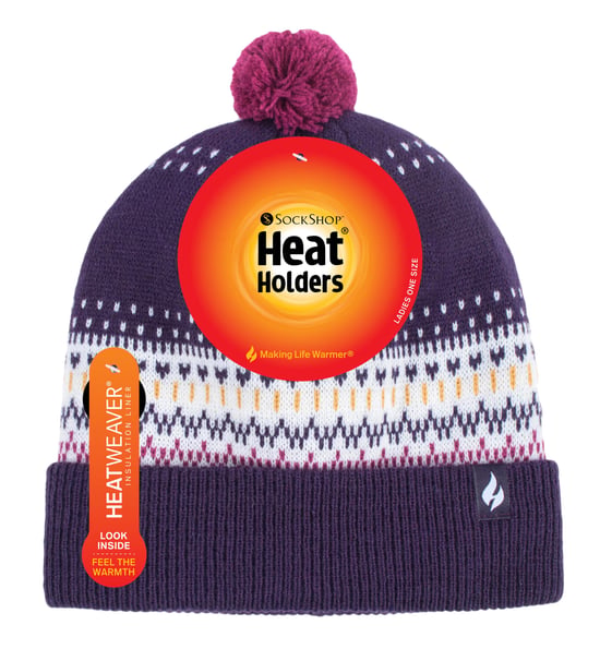 HEAT HOLDERS - Señoras / Mujeres de punto Beanie Bobble Hat con Pom Pom - Image 2