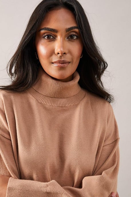 Petite Pocket Front Roll Neck Jumper