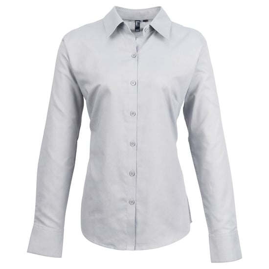 Premier Womens/Ladies Signature Oxford Long-Sleeved Shirt (Silver) - Image 1
