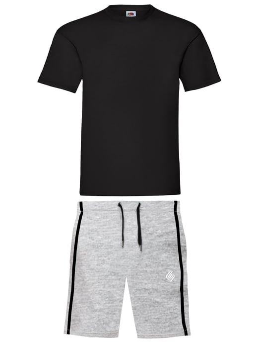 Enzo | Conjunto de camiseta y pantalón corto para hombre - Negro/Gris - Image 1