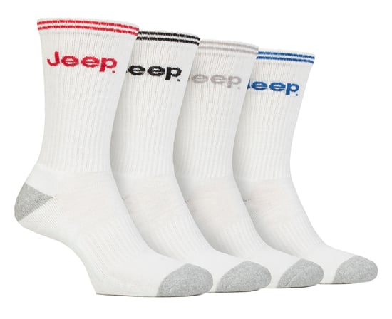 Calcetines Deportivos para Hombre | Jeep | 4 Pack Calcetines de Algodón para Correr con Talón y Puntera Reforzados - Blanco - Image 1
