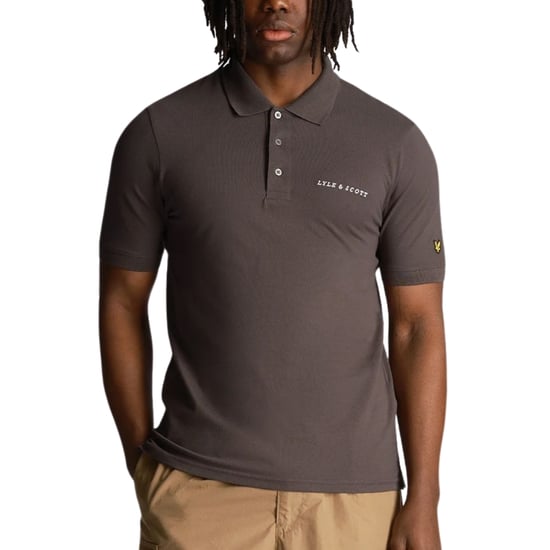 Lyle & Scott Polo gris metalizado con logo bordado liso - Image 1